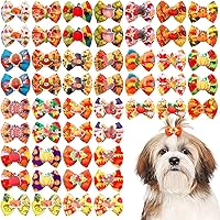 Vista 1 de 50 unidades/25 pares de lazos para el pelo de perro de Acción de Gracias con banda de goma a granel para otoño, moño para cachorros, perros, gatos