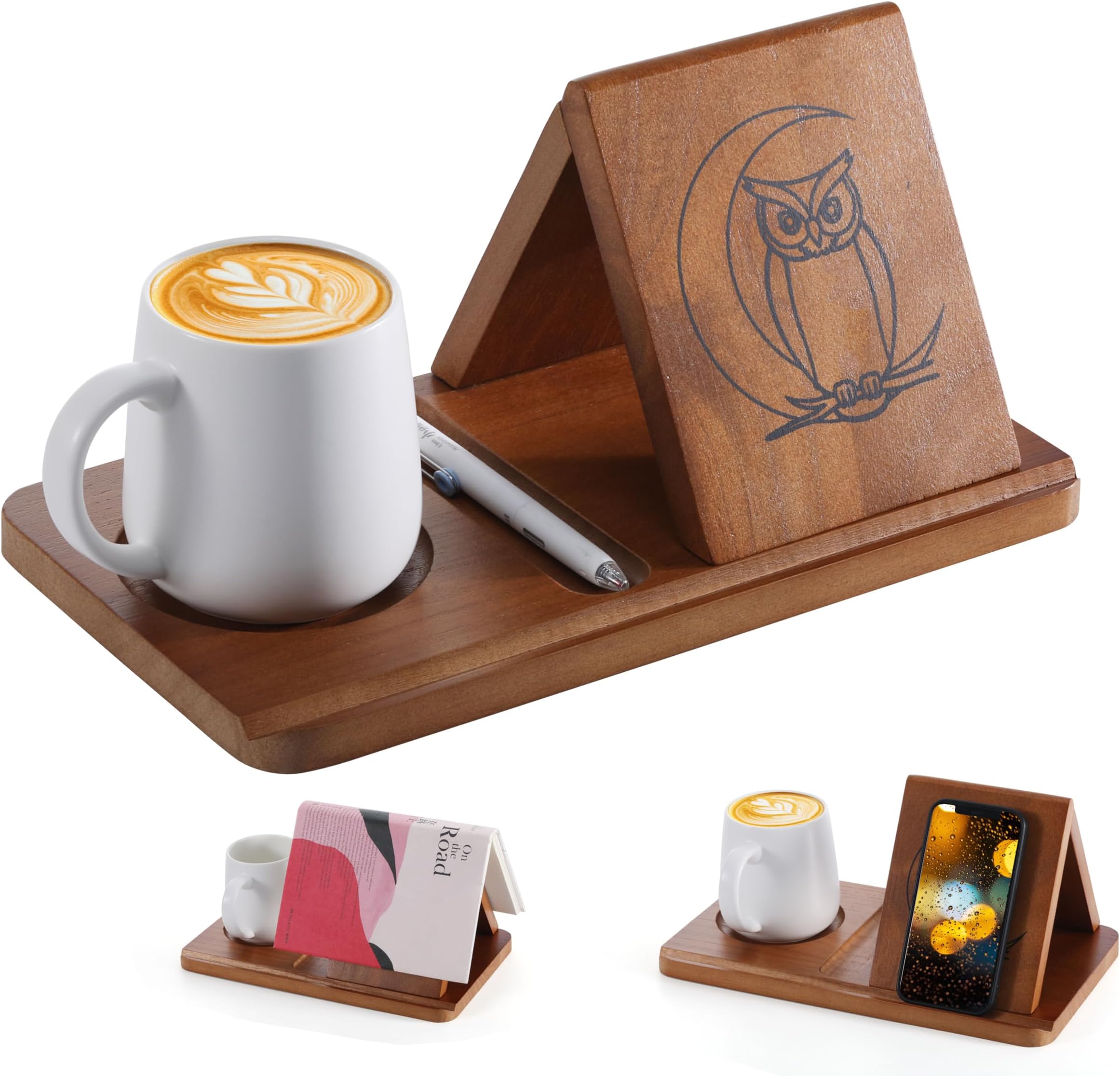 Triangle Book Holder, Book Rest with Cup Holder, Night