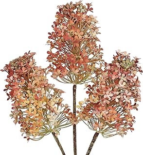 3 Pcs Fall Hydrangea Artificial Flowers Bouquets for Vintage Home Decor, 16" Faux Hydrangea Stems with Flower Seeds for Autumn Floral Arrangements Centerpiece & Wedding, Silk Fake Cone Blooms in Brown