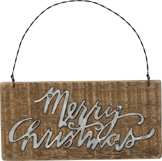 Primitives by Kathy Slat Wood Ornament, 6 x 3-Inches, Merry Christmas