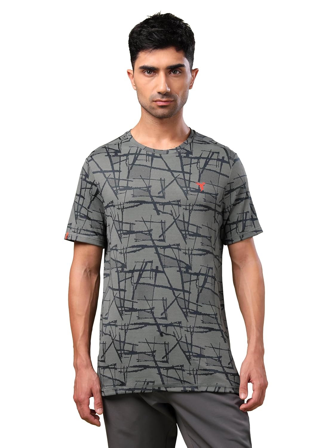 TECHNOSPORT Mens Slim Fit Active Wear Gym T-Shirt with Half Sleeves for Workout, Sports and Regular Use