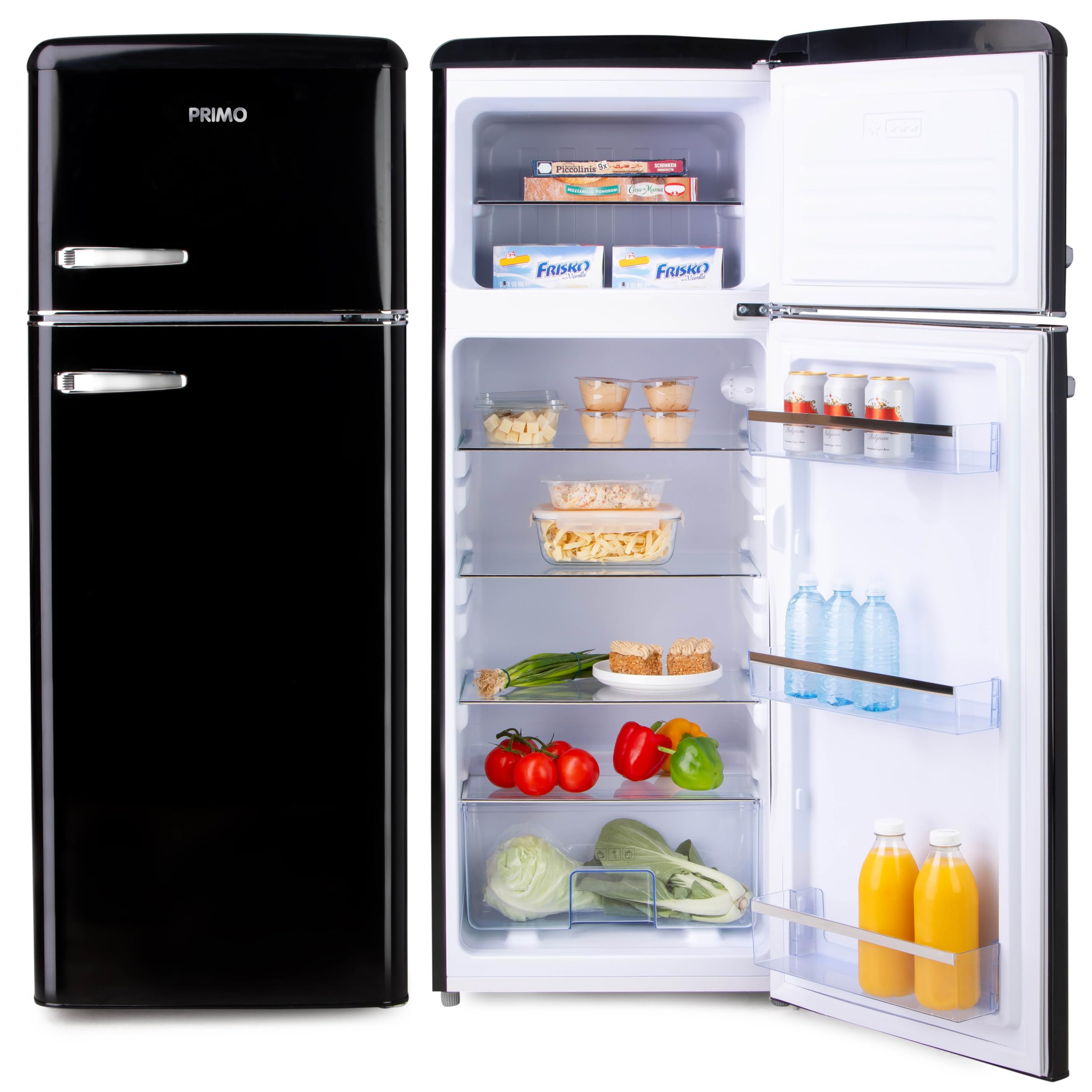 PRIMO PR166RKZ Retro Frigorifero - 206L - E - Libera installazione - Nero
