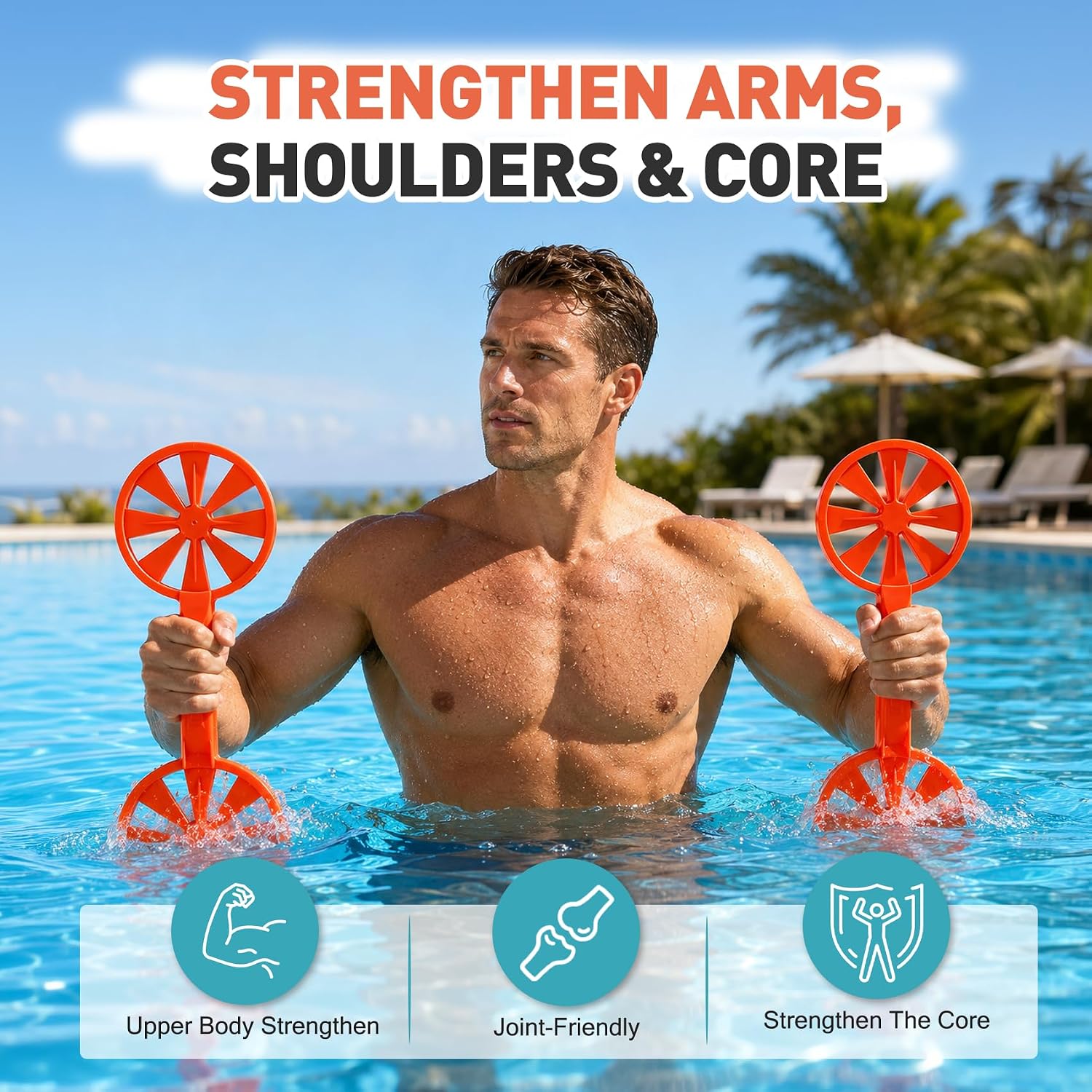 Pool Weights for Water Exercise, Pool Paddle Weights for Water Fitness | Adjustable Pool Resistance, Suitable for Adult Aquatic Fitness, Lightweight and Quick-Drying Water Dumbbell Training