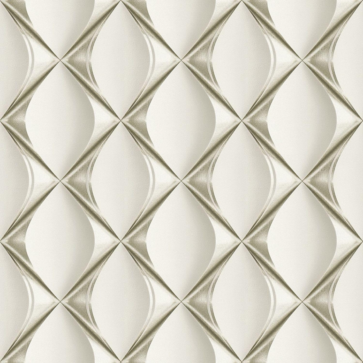 Papier peint géométrique 386912-GU intissé beige platine gris-clair