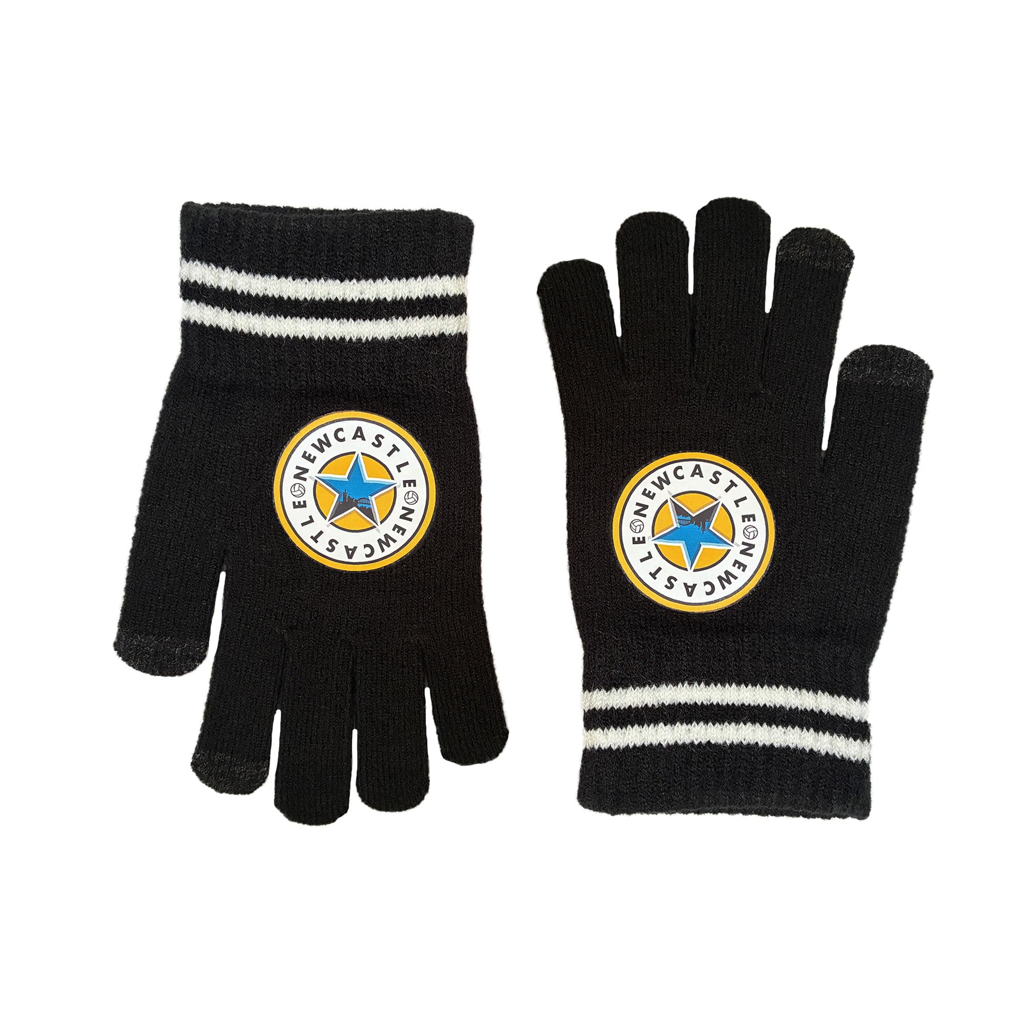 Beyond Happy Newcastle Adult Gloves - Newcastle Geordie Football Fans Touch Gloves - 100% Acrylic Toon Winter Accessory