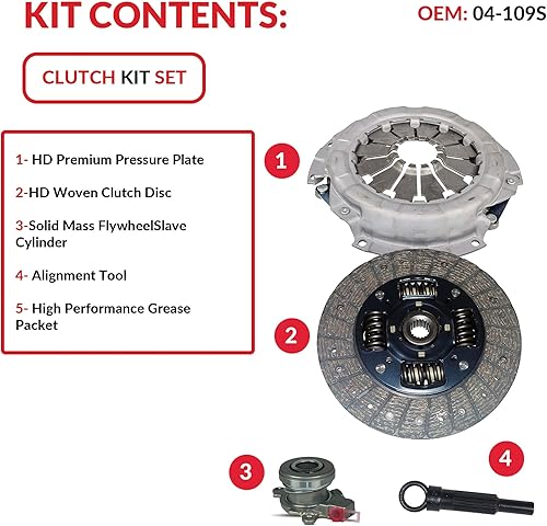 Miniatura 3 de Kit de embrague con cilindro esclavo compatible con Sx4 Base Crossover LE Sport JLX JX Sportback Sedan 2007-2010 2.0L l4 GAS DOHC aspirado
