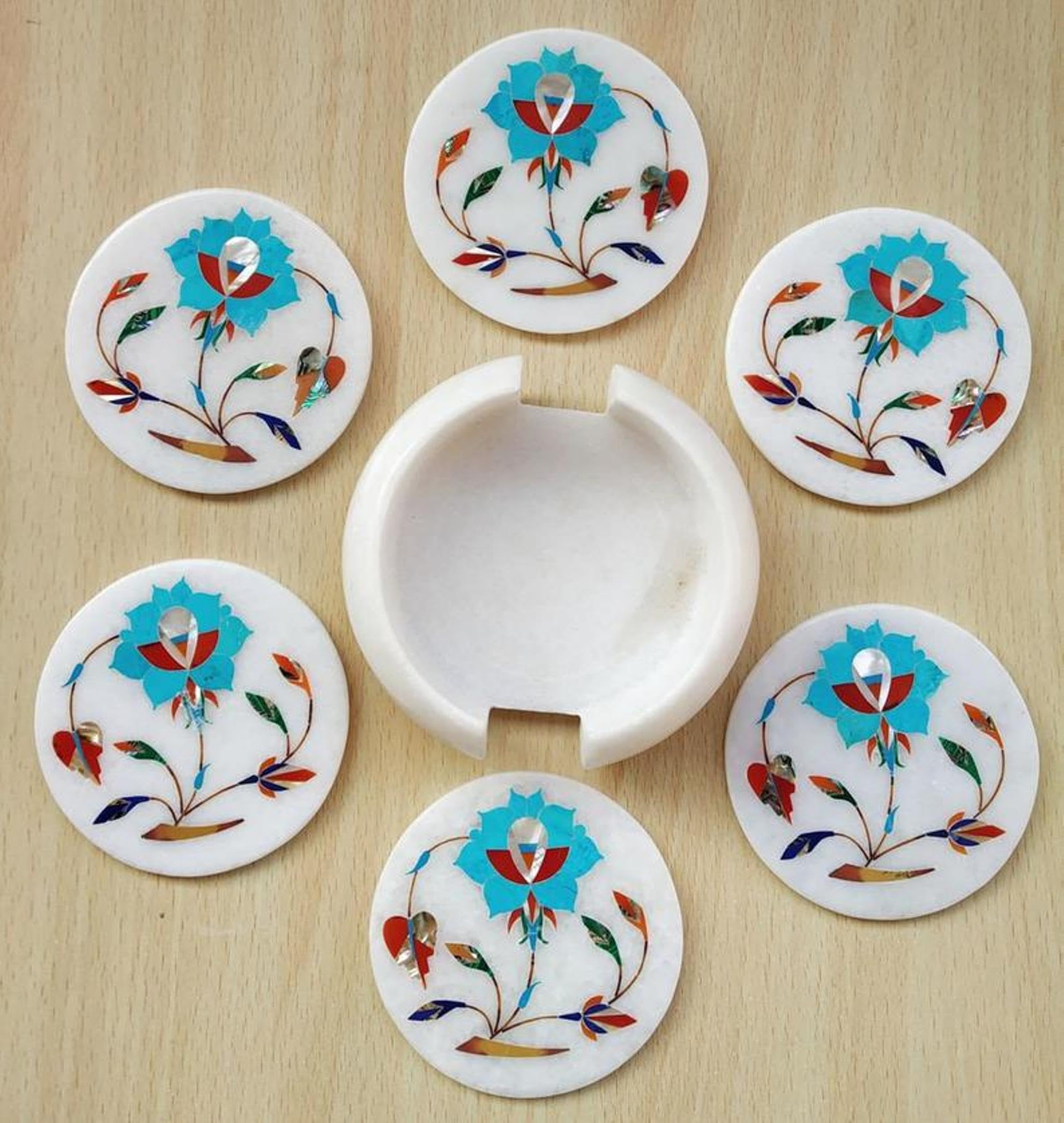 Ensemble de sous-verres en pierre précieuse I Drink, artisanat d'art fait à la main