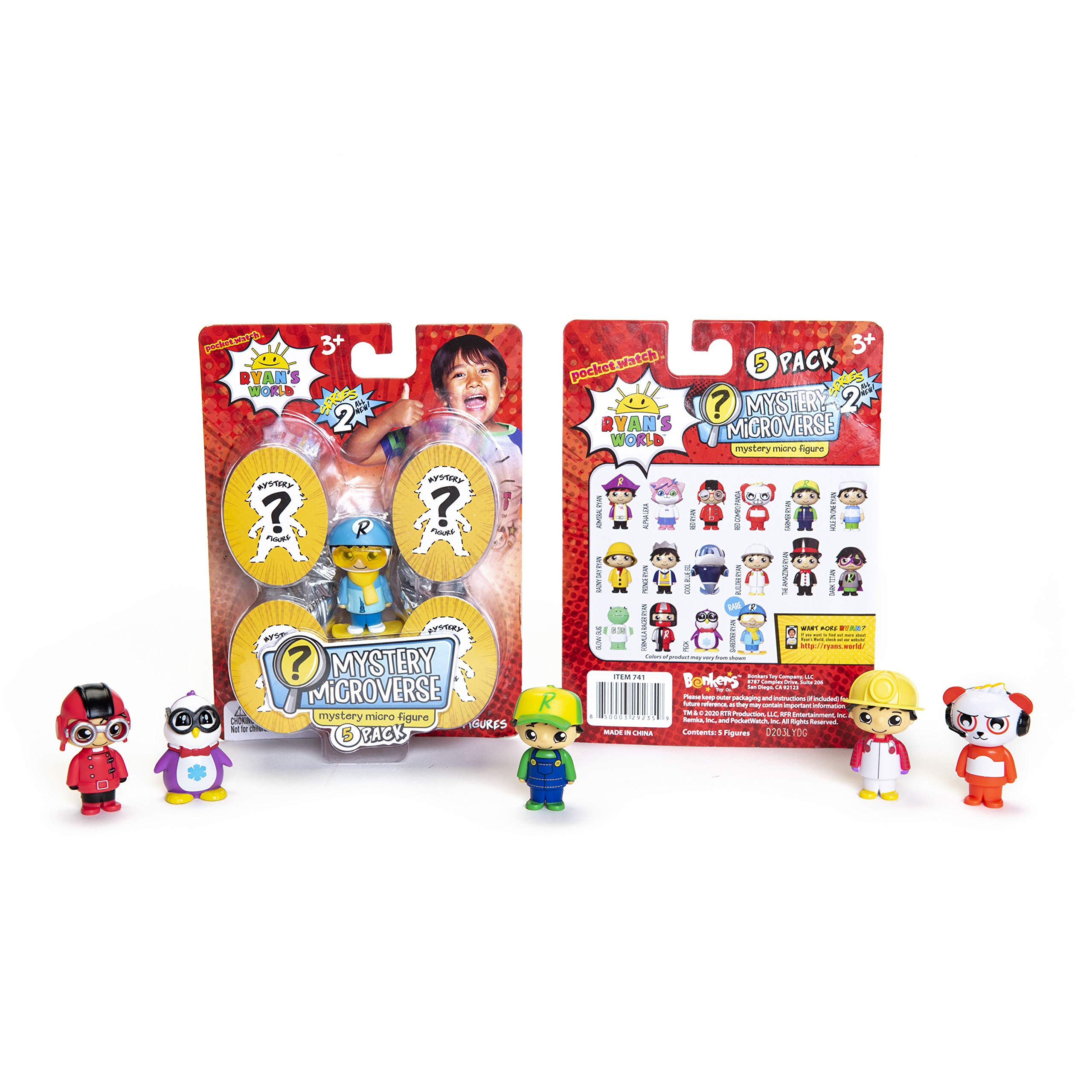 Ryan's World 200015.106 Micro Mystery Figure 5pk S2, Mixed Colours