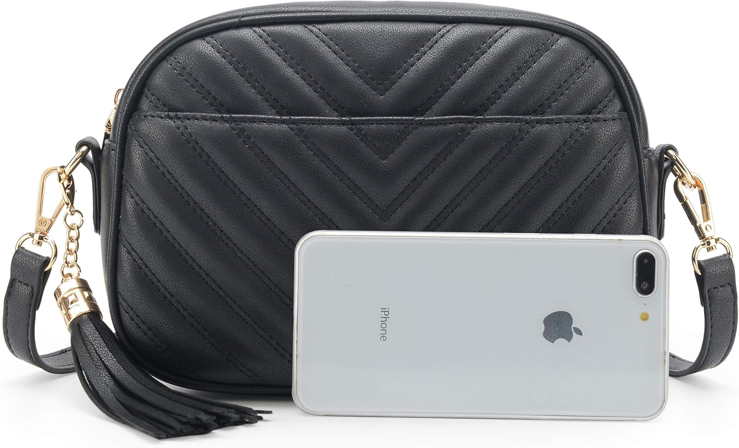 lola mae Quilted Crossbody Bag, Medium Lightweight Shoulder Purse Top Zipper Tassel Accent - Image 4