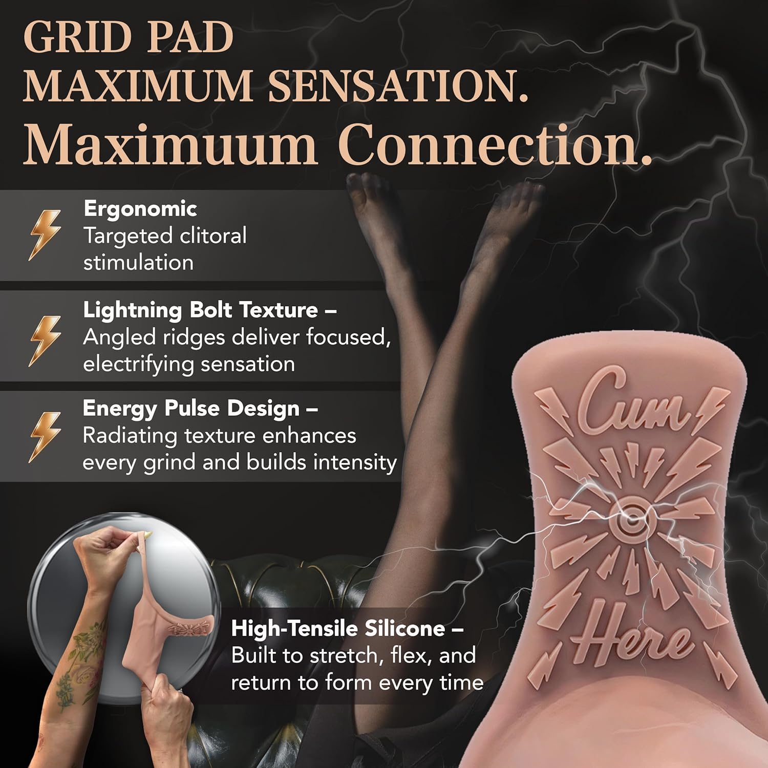 The Happy Wife® Penis Sleeve | Cock Sleeve w/Grind Pad Clit Stimulator | Core M - 50% Increase Girth Enhancer | Open Ended for Sensitivity | Pleasure Enhancer for Men, Women & Couples | Nude Color