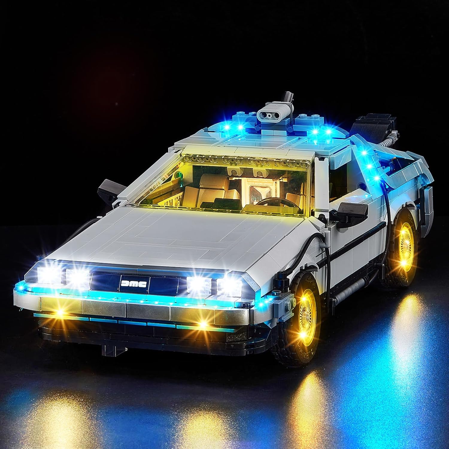 Kyglaring LED Light Kit Compatible with Lego Back to the Future Time Machine 10300 Building Blocks, Upgraded Lighting Accessories for Lego 10300 Model Set, Lights Only, Stand Version