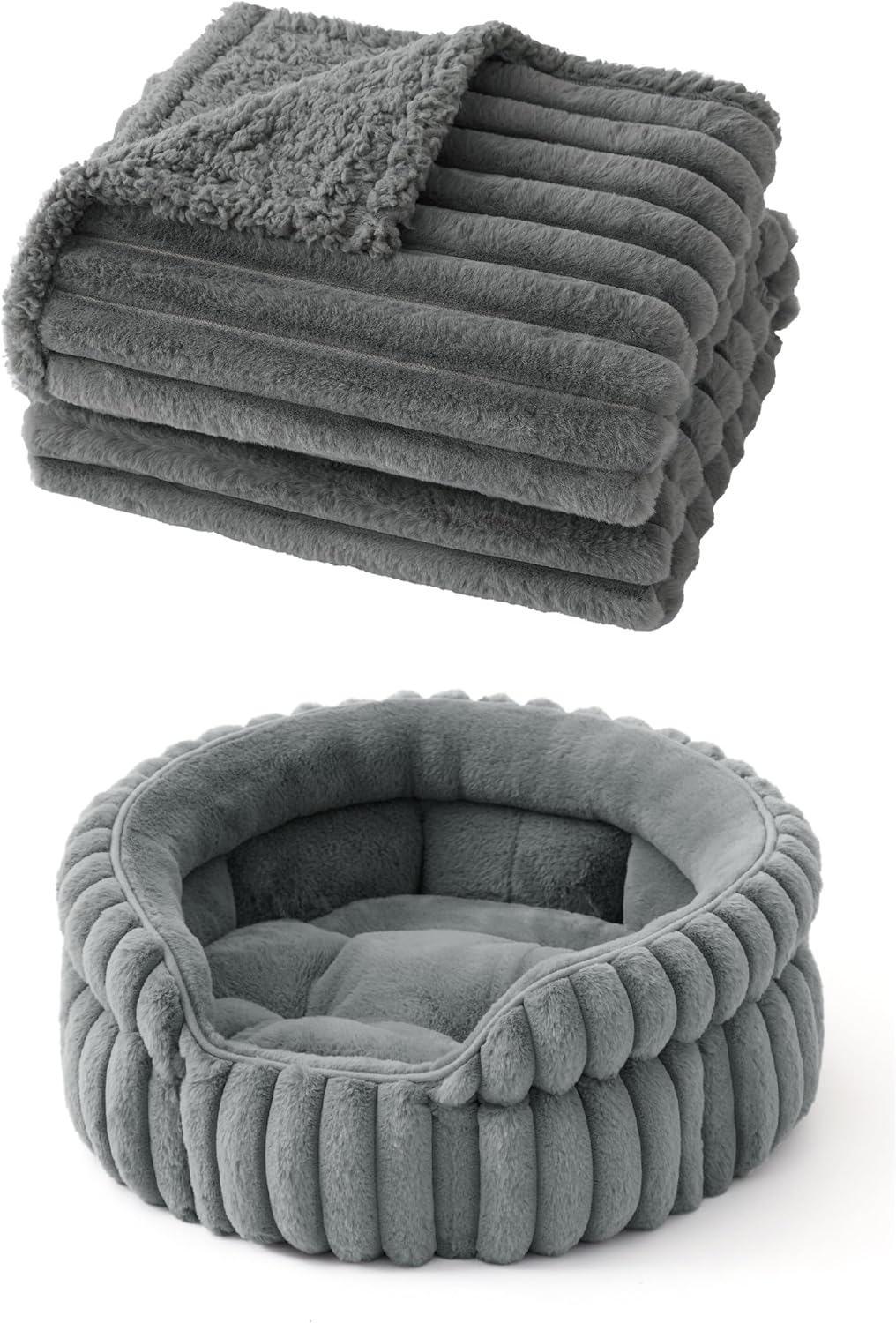 Bedsure ComfyFleece™ Small Cat Bed XS with ComfyFleece™ Waterproof Dog Blankets for Small Dogs Warm Grey