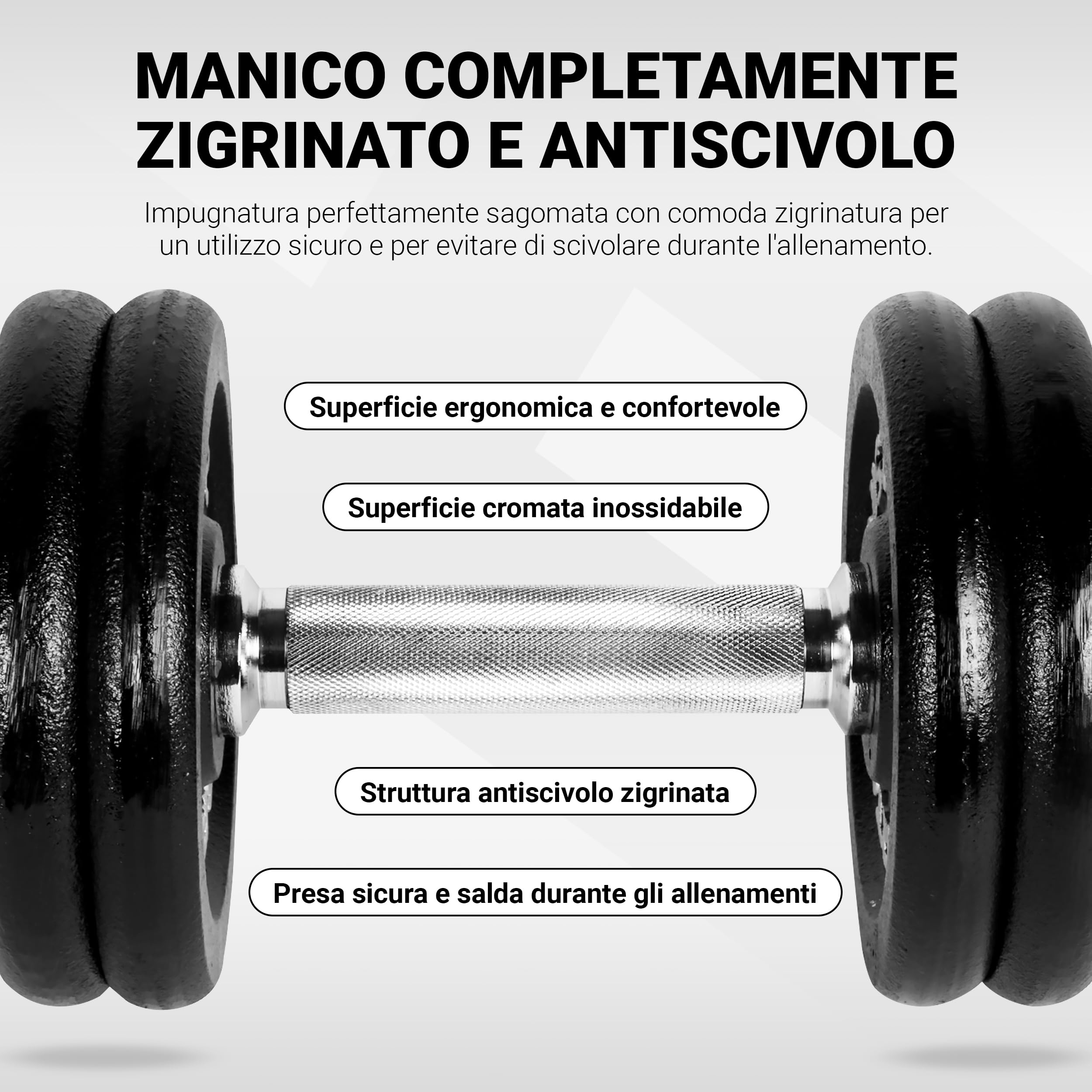 Msports Set di 2 manubri professionali in ghisa, da 30 kg (2 x 15 kg)