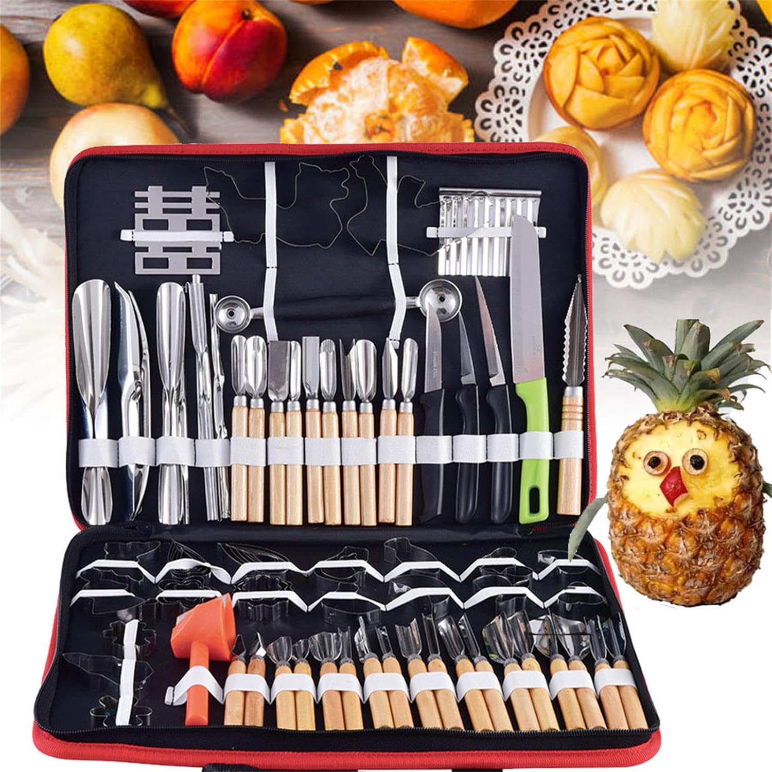 80pcs Food Carving Tools Kit, Stainless Steel Fruit and Vegetable Carving Set, Kitchen Carving Sculpting Modeling Tools Kit