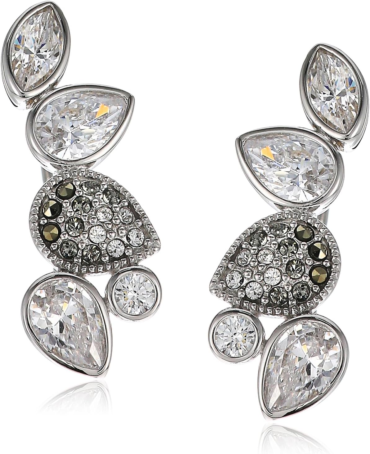 Judith Jack Sterling Silver Swarovski Marcasite Crawler Stud Earrings