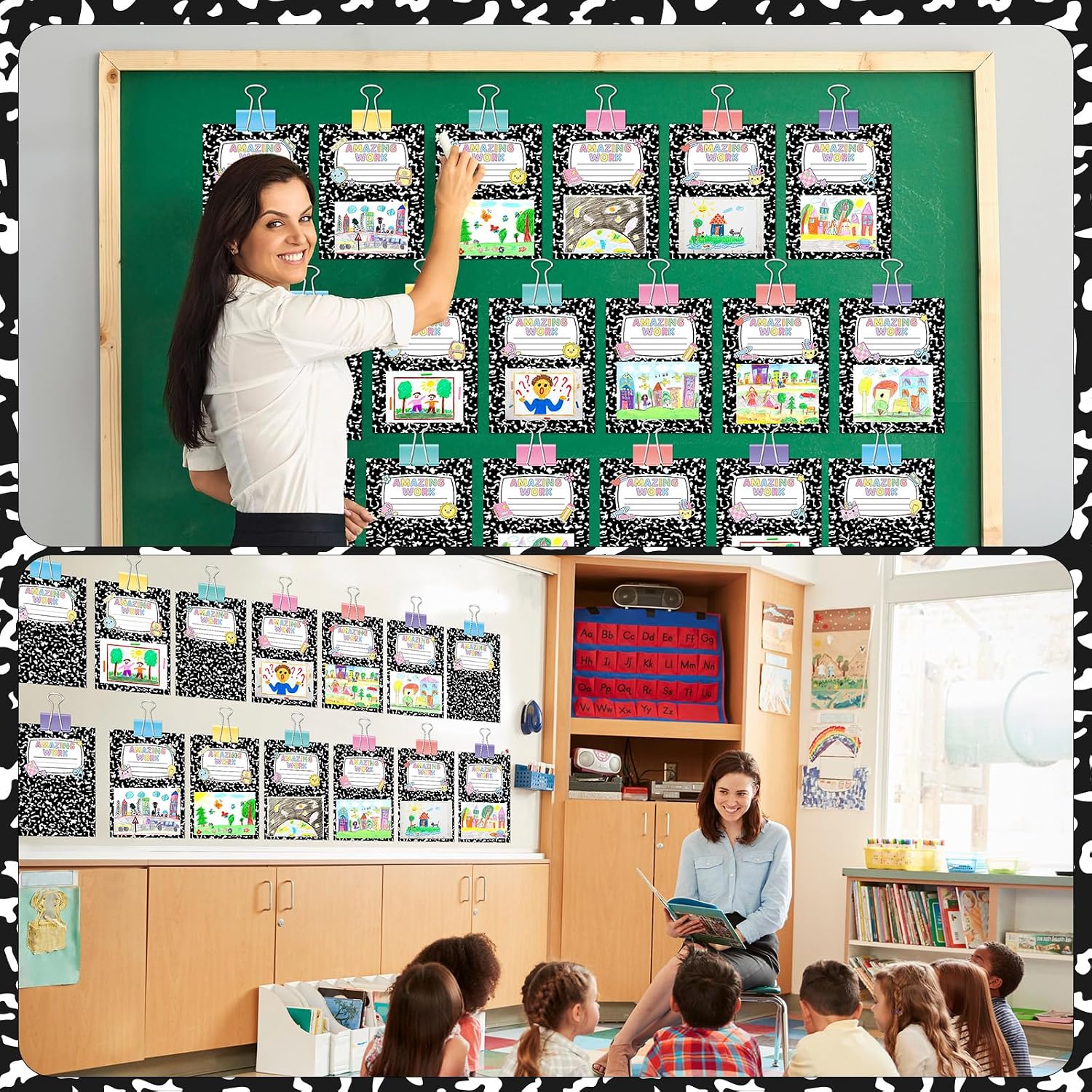 Composition Display Bulletin Board Student Work Classroom Display Bulletin Board Decor Inspirational Student Work Wall Cutout Back to School Borders for Teacher Classroom Office Chalkboard Wall Decor