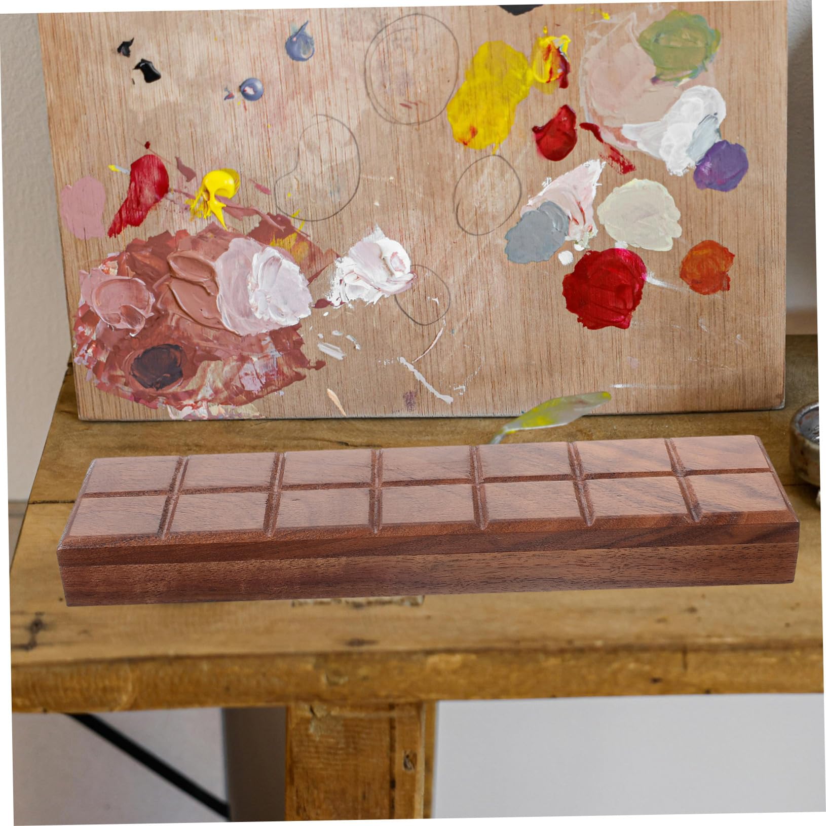 VILLCASE Caja Mezcladora de Pintura de Acuarela Vacía de Madera y Plástico Tapa, Fácil de Limpiar para Artistas y Aficionados al Gouache