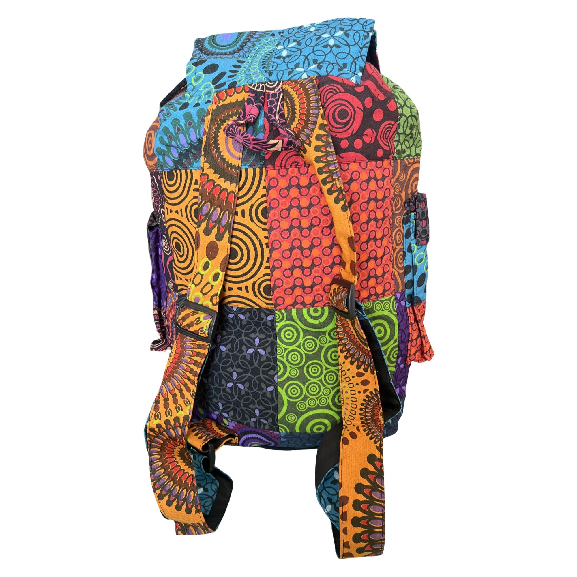 Mochila étnica de moda con diseño floral bohemio, con cremallera, estilo hippie