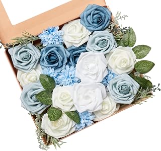 Artificial Flowers Combo, Fake Flowers for DIY Tables Centerpieces Baby Shower Bridal Shower Wedding Bouquet Arrangements Party Candle Holder Cake Decor Flower Home Decorations