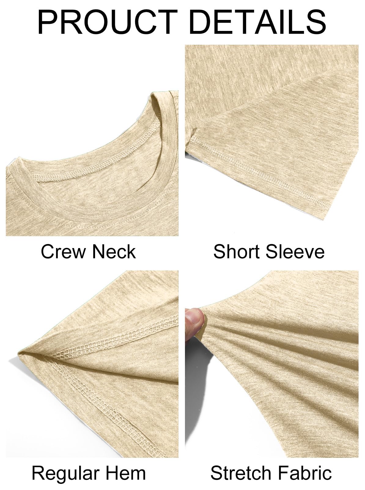 Runcati Męski T-shirt, okrągły dekolt, krótki rękaw, na lato, regularny krój, sportowa koszulka funkcyjna, jednokolorowa, basic, podkoszulek biznesowy