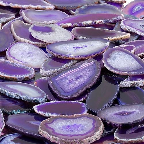 Miniatura 5 de mookaitedecor - Piezas de mesa ligeras de ágata pulida, lozas de ágata geodésica, paquete de 12