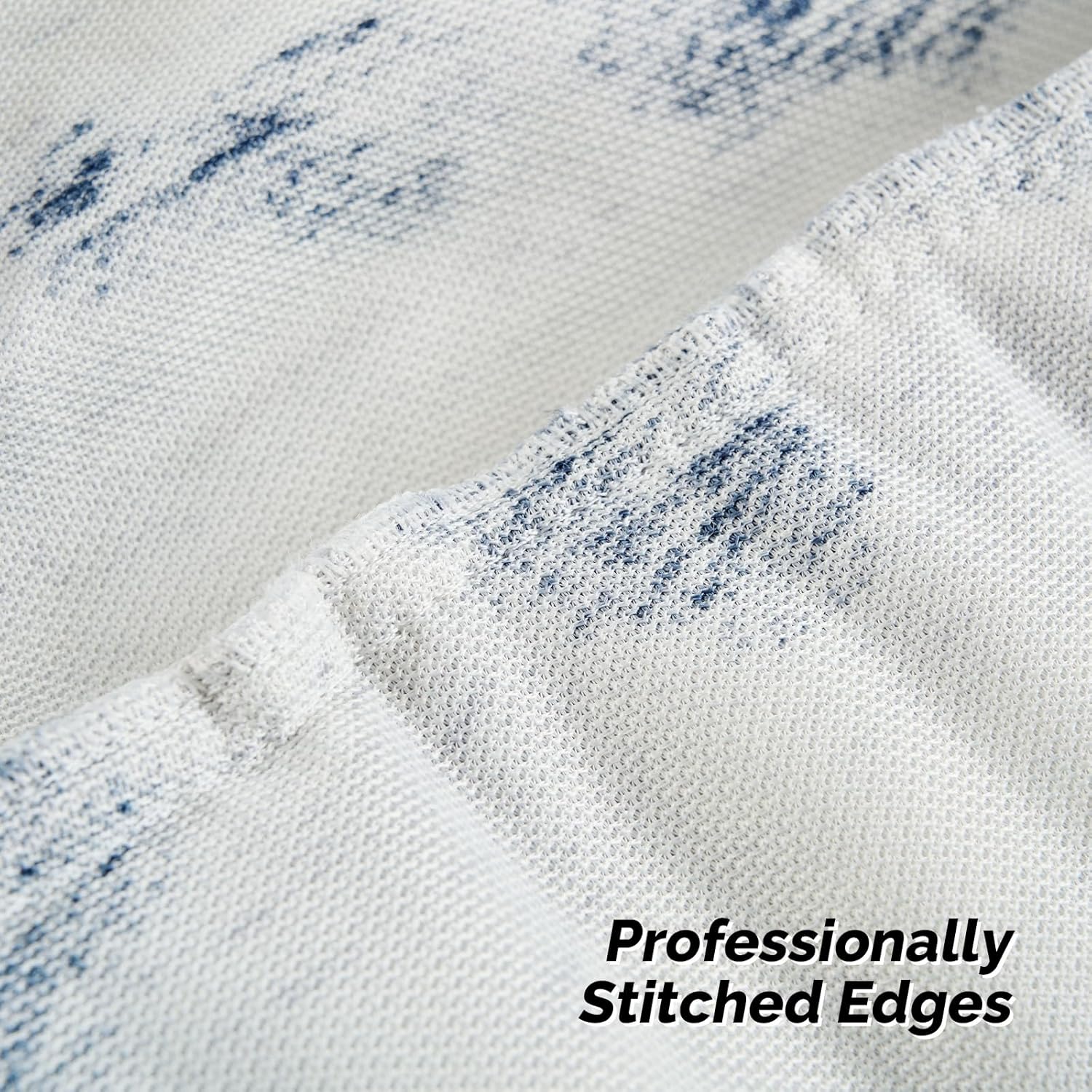 FUTEI Blue White Decorative Throw Pillow Covers 18x18 Inch Set of 2,Soft Fuzzy Faux Rabbit Fur Cushion Covers with Raised Texture,Neutral Boho Home Decor for Couch Bed Living Room - Image 4