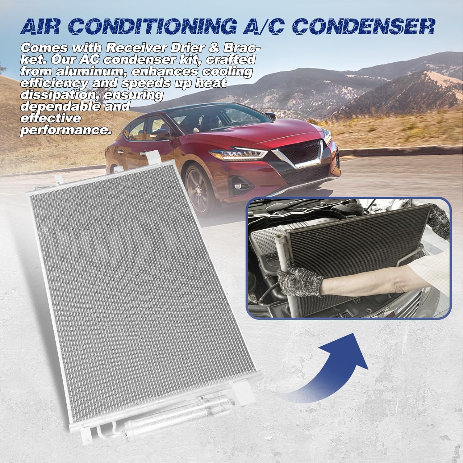 Air Conditioning A/C Condenser Compatible with Nissan Altima 13-18 Maxima 16-21