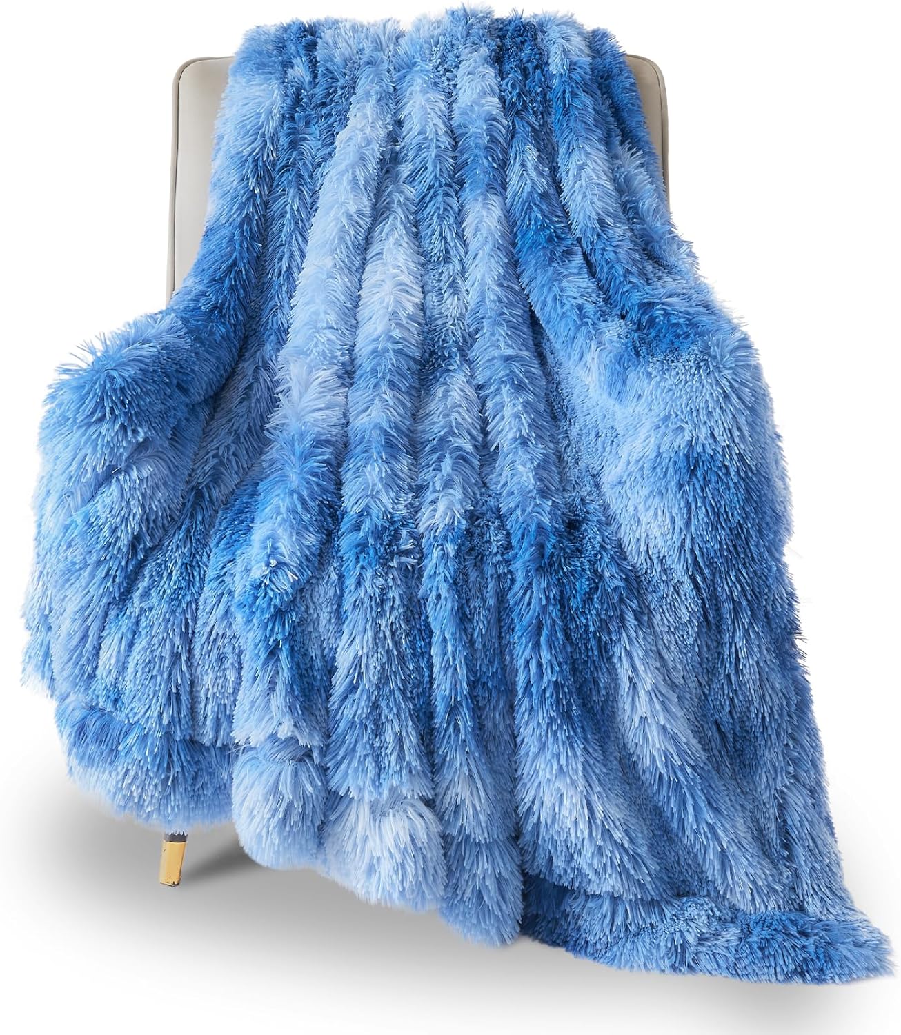 GONAAP Fuzzy Faux Fur Throw Blanket Indigo Super Soft Cozy Plush Fuzzy Shaggy Blanket for Couch Sofa Bed (Indigo, Throw(50"x60")) - Image 7