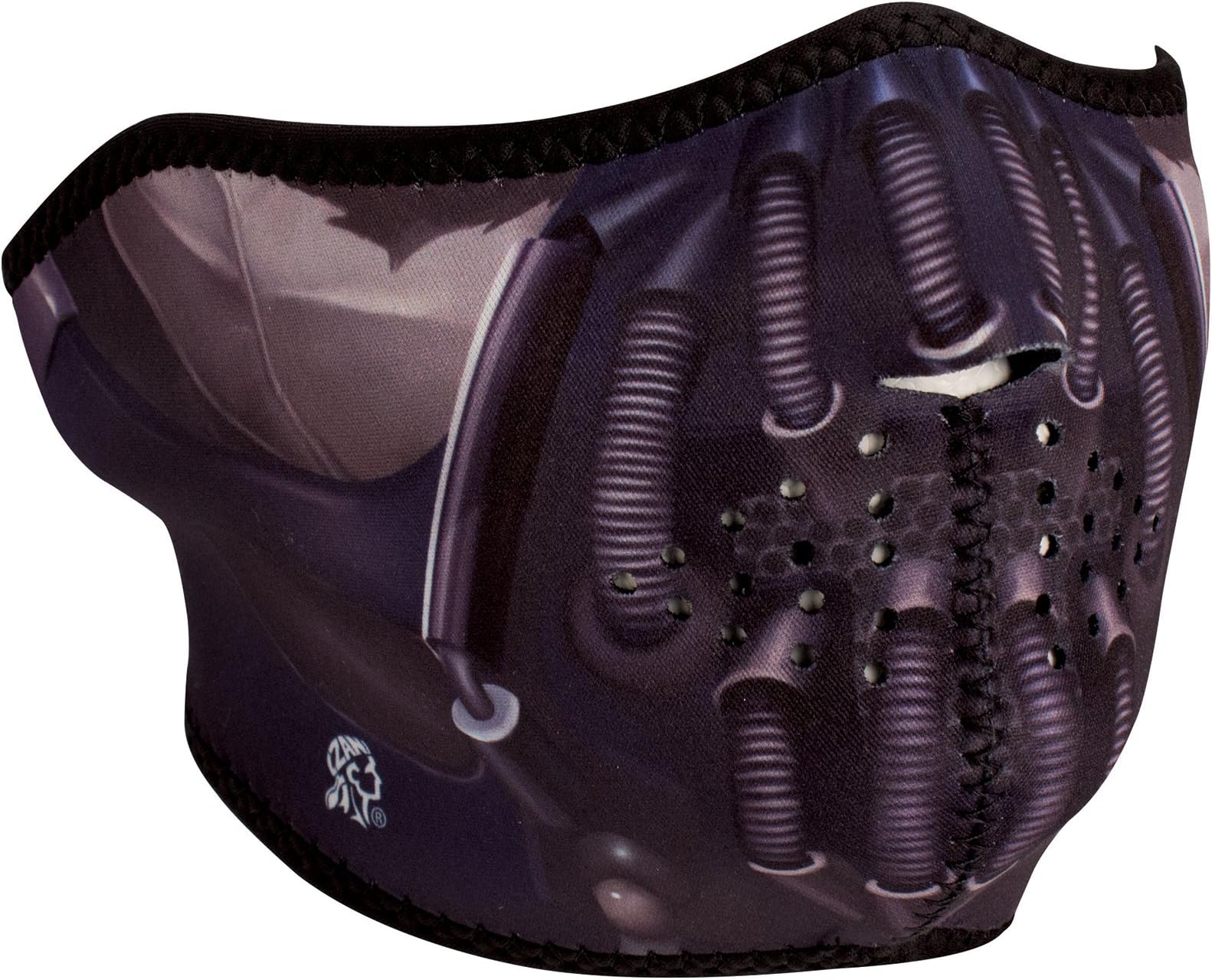 ZANheadgear Half Mask Neoprene Reversible Sugar Skull To Purple