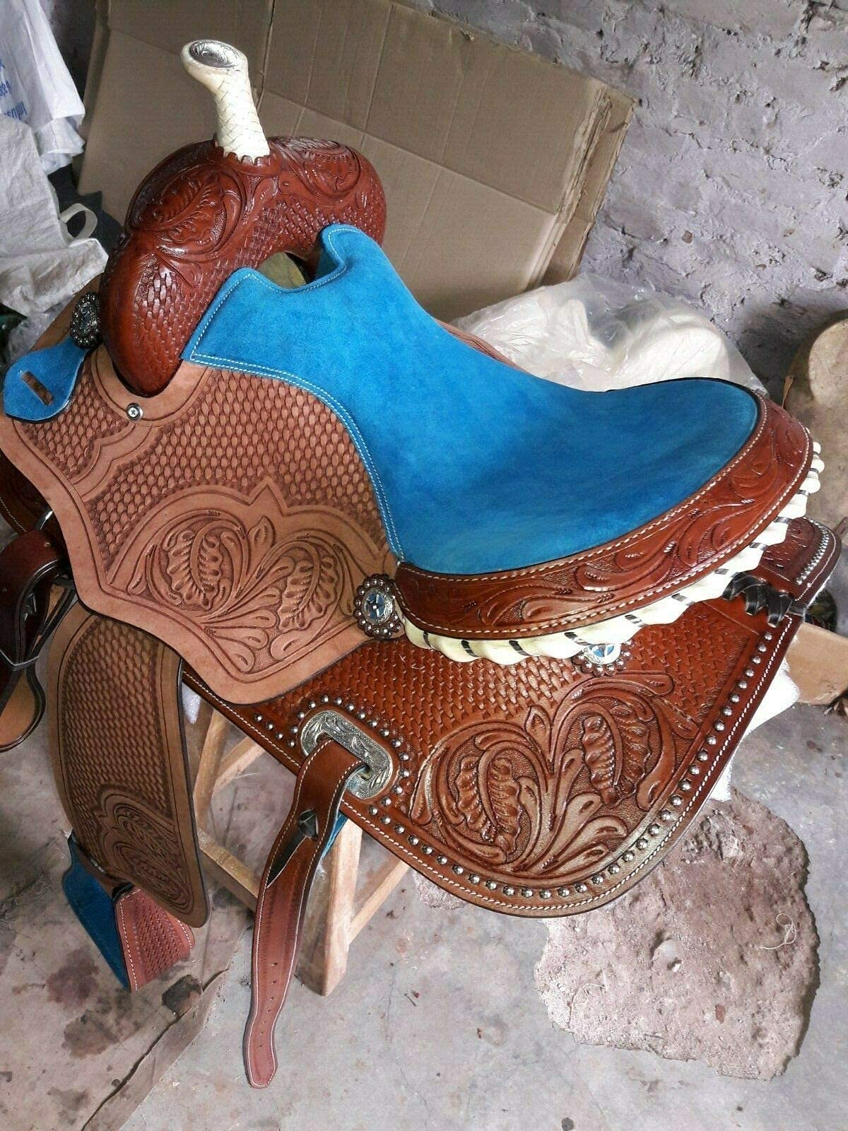 Equestrian Universe Western Barrel Racing Sella con testa e collare per seno abbinato