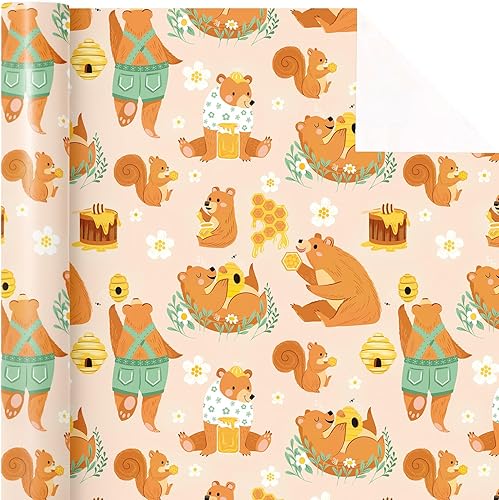 Vista 31 de WRAPAHOLIC Papel de regalo reversible, mini rollo, 17 pulgadas x 33 pies, adorable diseño de gato y azul sólido para cumpleaños, vacaciones