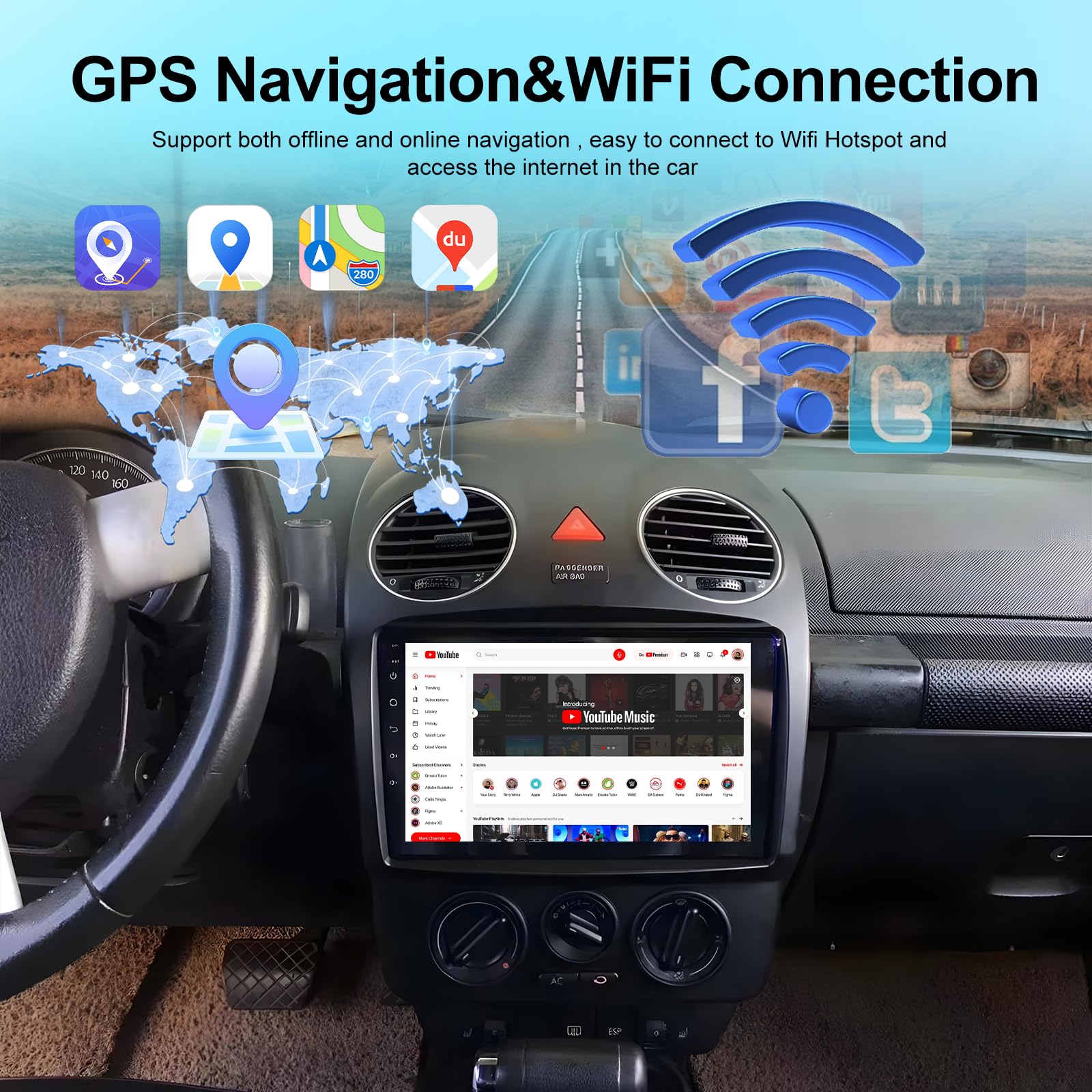 VW Beetle Autoradio Gps 2G+64G CAMECHO Android 13 Autoradio Für VW
