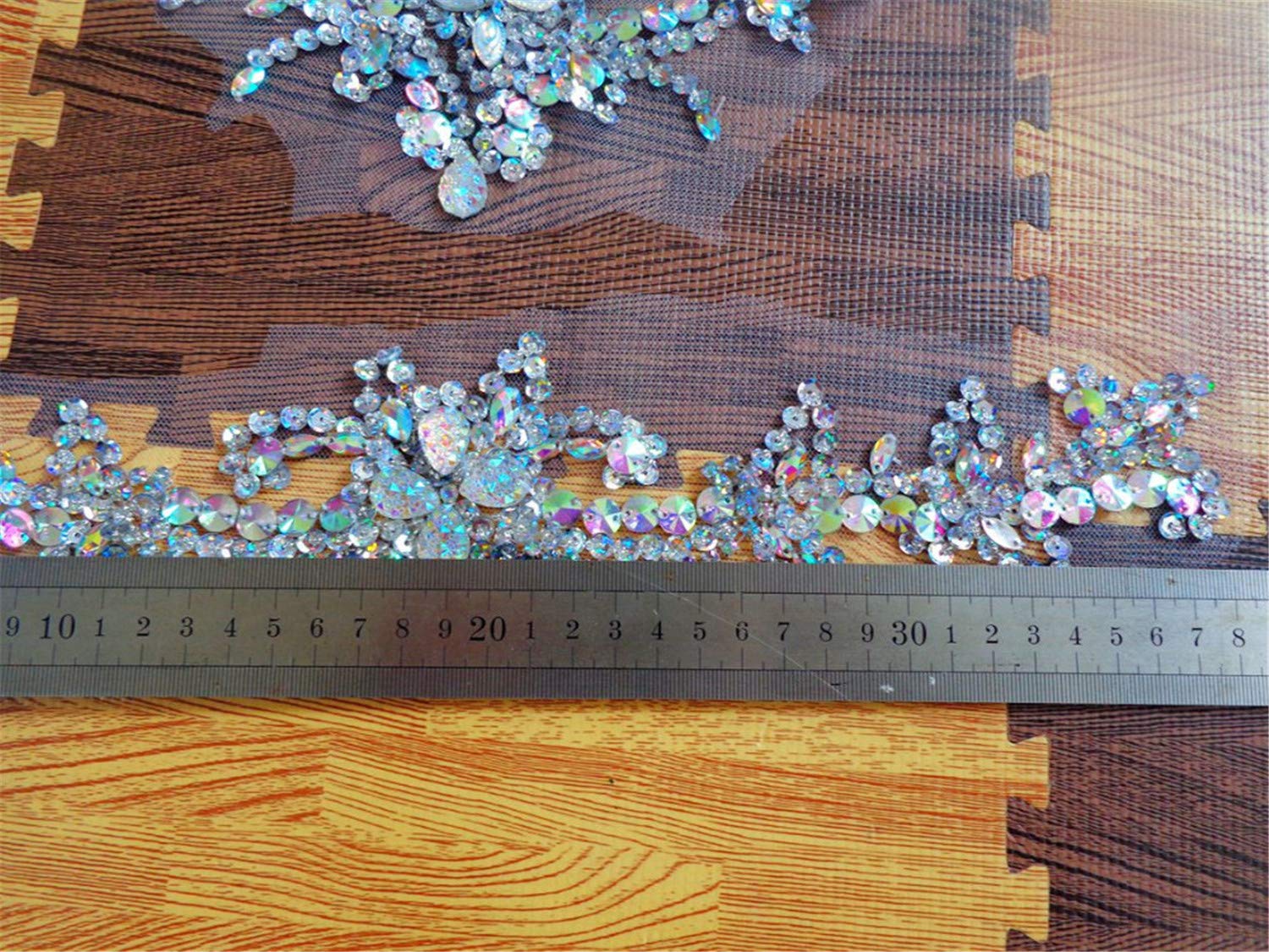 Sparkle Elegant Rhinestone Applique Patch - Silver V-Neck Bridal Belt, Handcrafted Crystal Sew-on For Wedding Dresses & Gowns - View #5