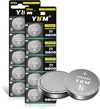 YKM 10 Pack CR2450 CR 2450 Lithium Battery 3V for Tea Light Candles Car Remote Key Fob Battery 2450 | for Car Key Fobs, Remotes, Watches, Sensors, Medical Devices and Small Electronics