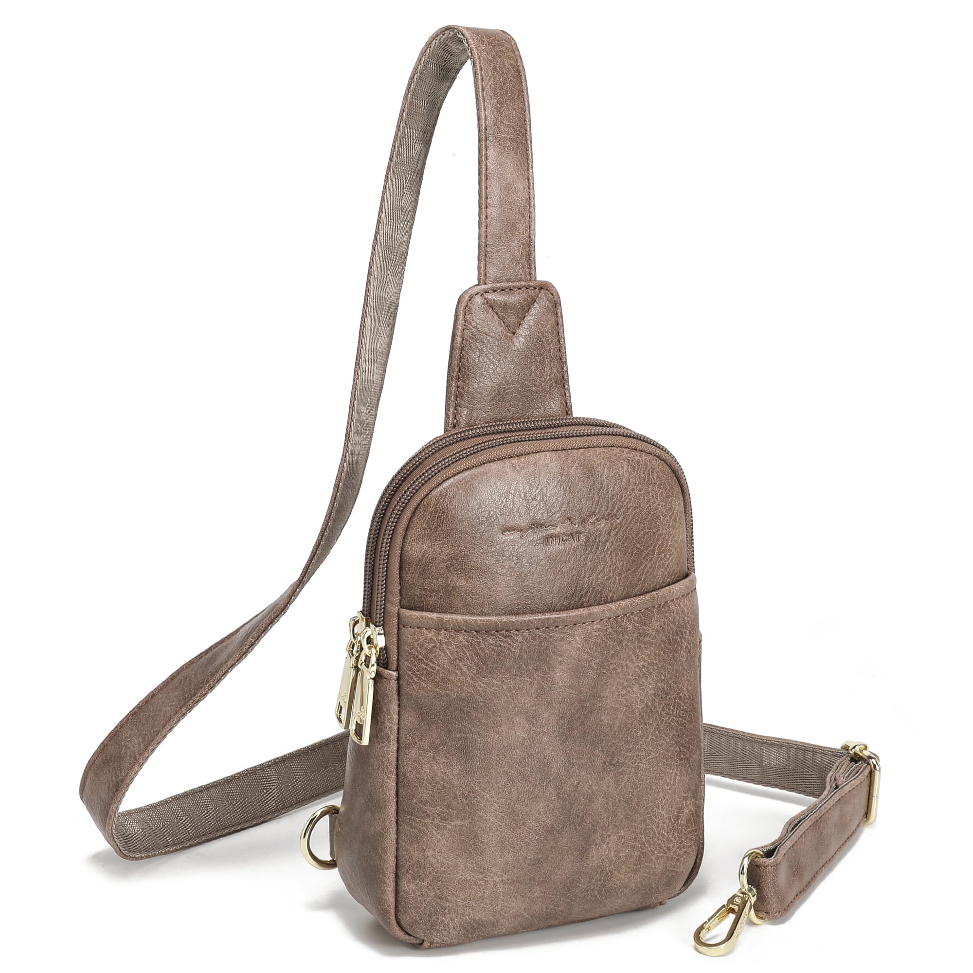 AOCINA INICAT Small Sling Bag Crossbody Vegan Leather Fanny Packs for Women Fashionable Chest Bag for Travel