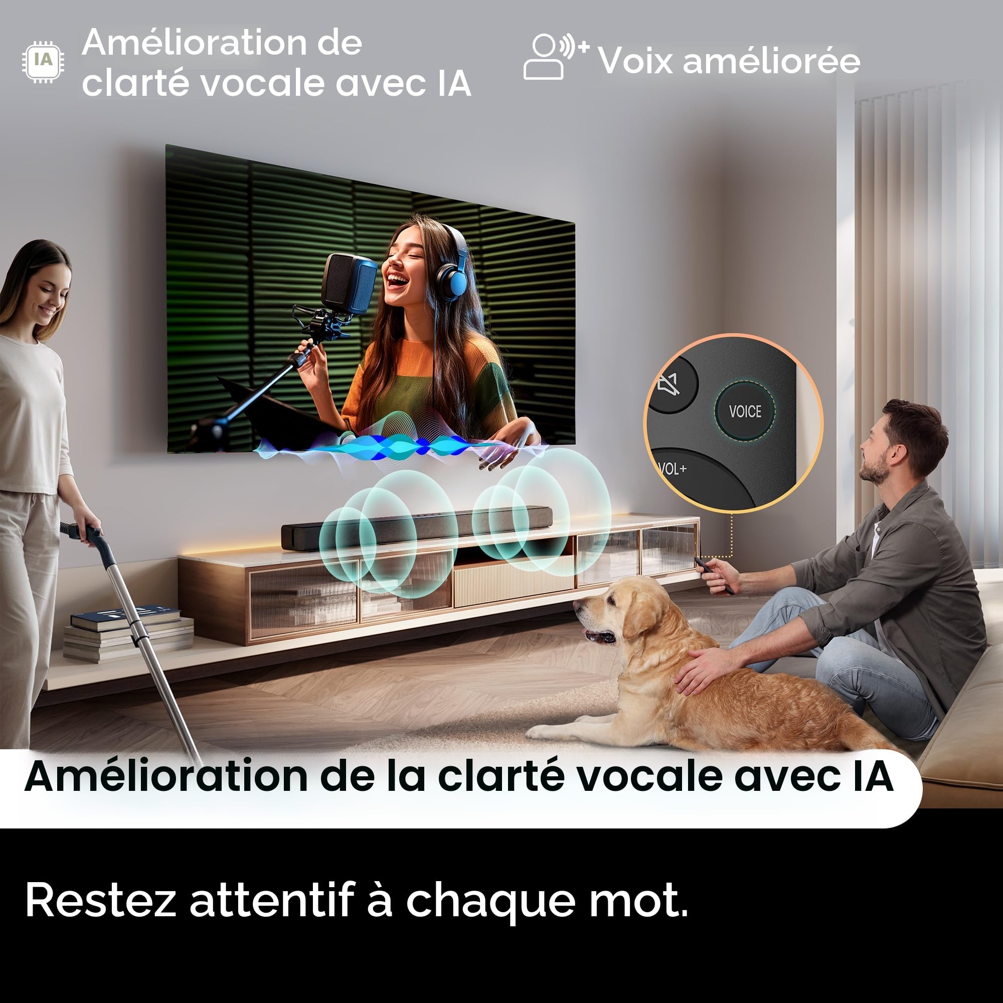 Hisense HS1000 Barre de Son 2.0 CH 120W Dolby Audio DTS Virtual:X Bluetooth 5.3 HDMI Arc Noir