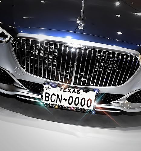 Miniatura 2 de Paquete de 2 marcos de matrícula brillantes para mujer marcos de matrícula de diamantes de imitación con gemas Murimt hechos a mano de acero