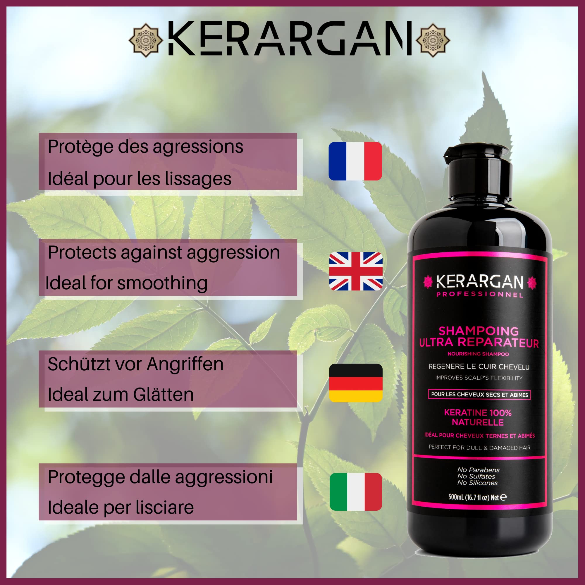 Shampoing Keratin Complex à L'huile D'argan 1000ml – Neuf, Pour Cheveux Secs/crépus