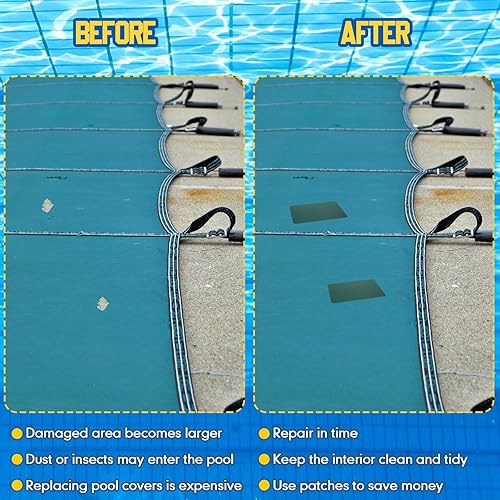 Miniatura 6 de Xuniea Kit de parches de cubierta de seguridad para piscina, 8 x 12 pulgadas y 4 x 8 pulgadas, kit de reparación de parches de cubierta de piscina
