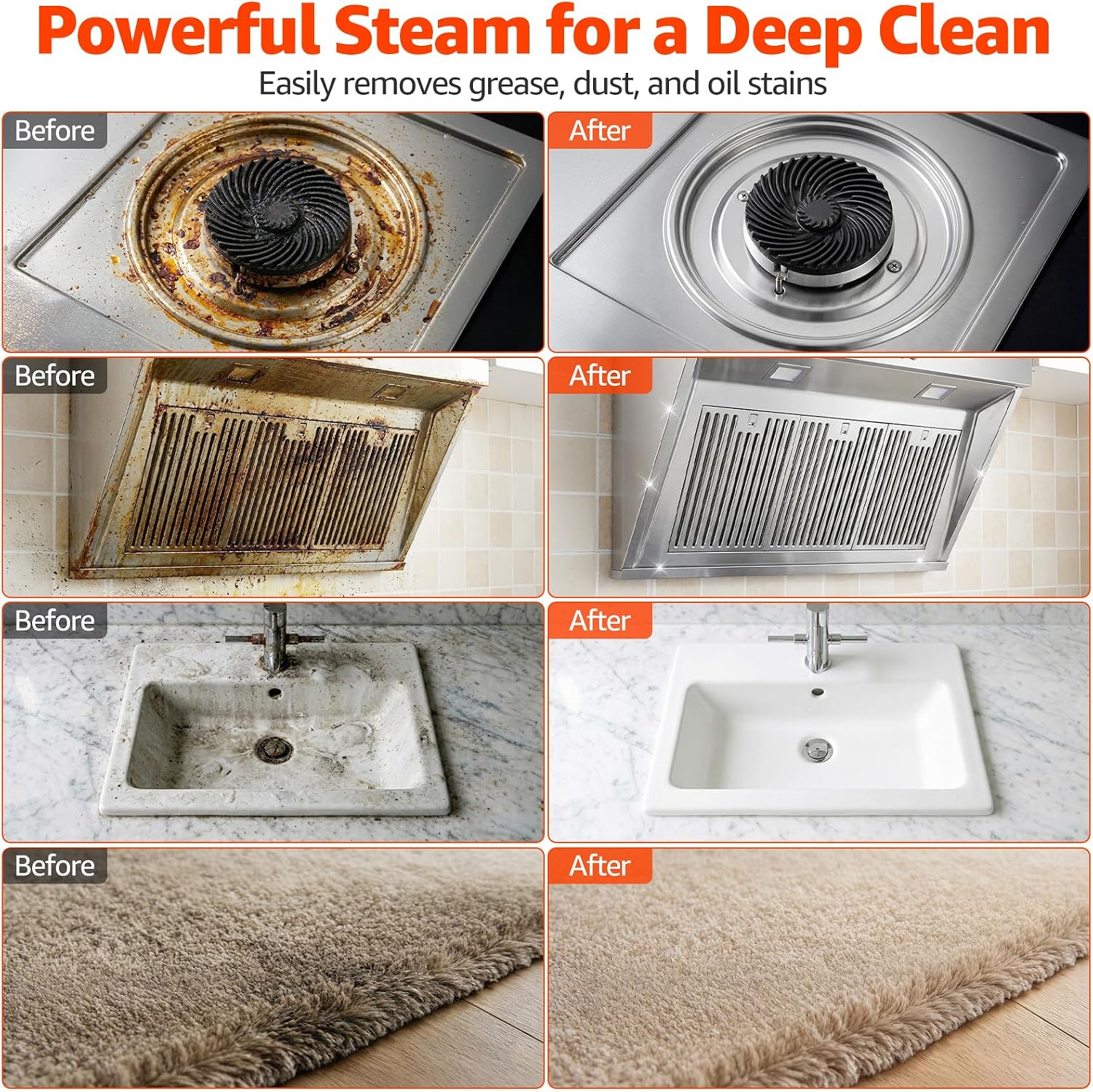 Handheld Steam Cleaner: 2500w High Pressure Steam Cleaner with 6 Adjustable Levels, 15s Heat-Up & 1.7L Large Tank, Portable Steam Cleaner for Home & Kitchen, Furniture, Car, Tile, Grout