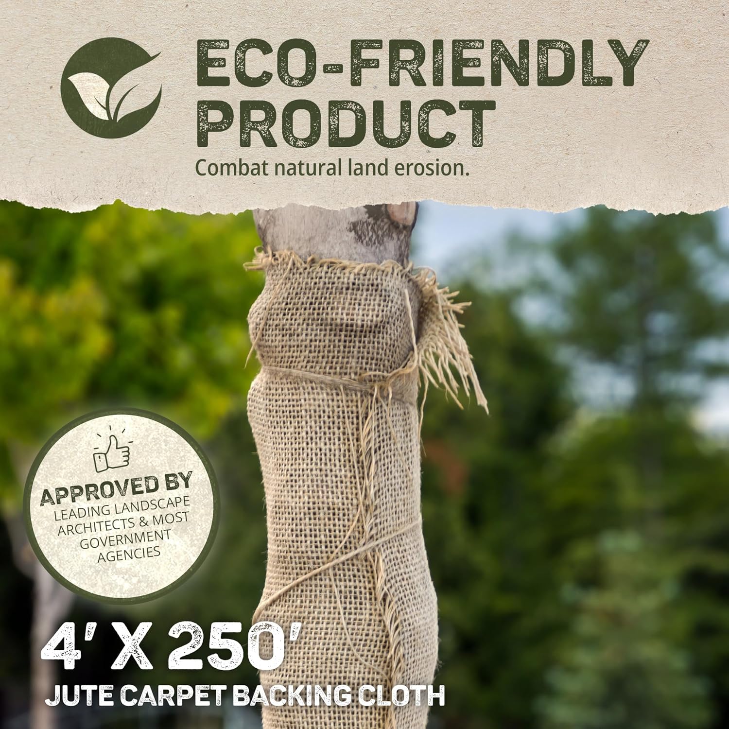 Dewitt Natural Burlap Roll 5.5 oz, 4 x 250 Feet – Medium-Weave Jute Fabric for Soil Covering, Plant Protection, Tree Wraps, Erosion Control, Wind Screens, and Crafts