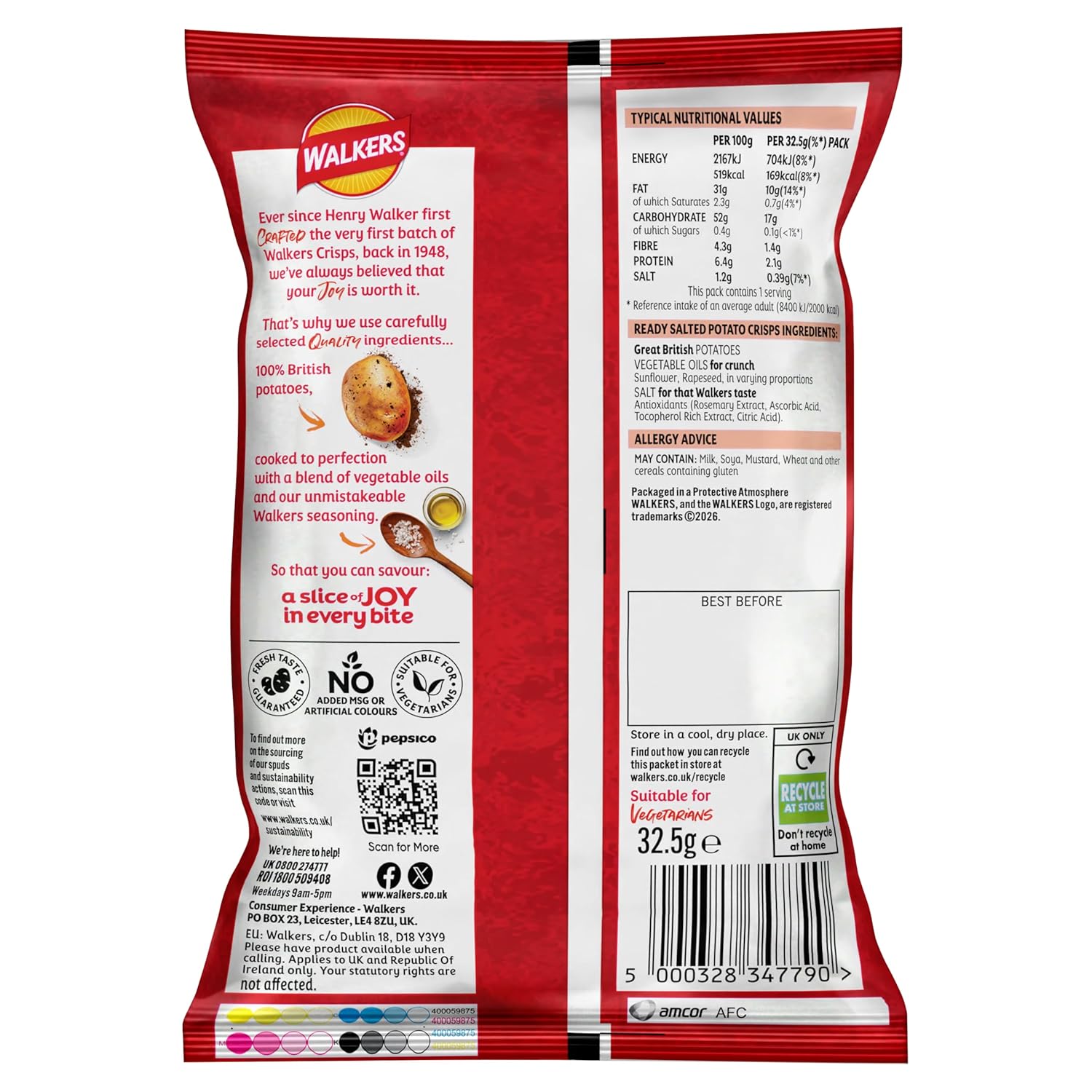 Walkers Crisps Ready Salted x 32 1040g