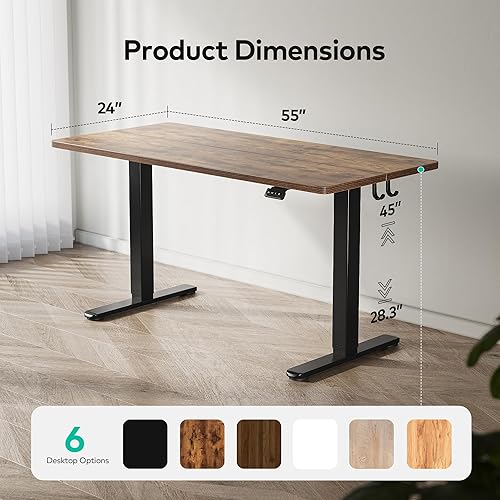 Miniatura 49 de FEZIBO Escritorio eléctrico de pie ajustable en altura, escritorio de pie de 40 x 24 pulgadas, escritorio de computadora de oficina en casa con