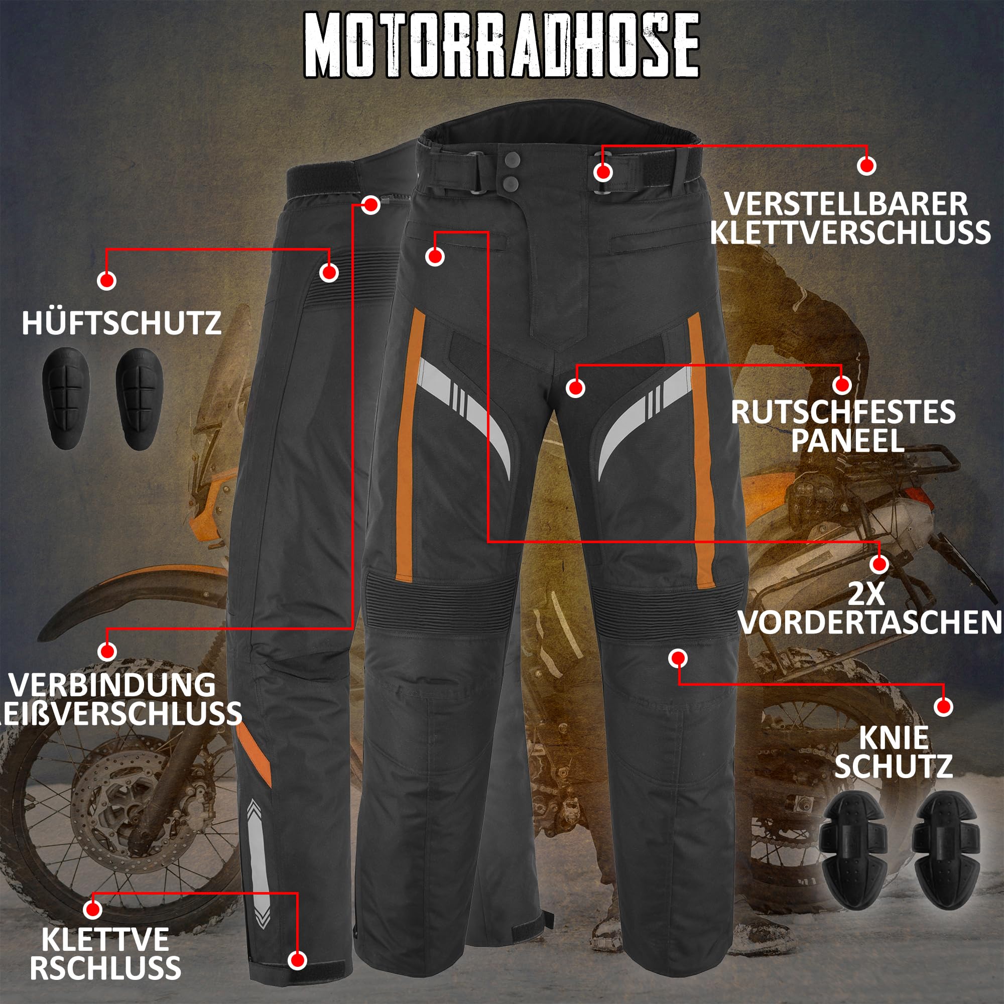 Pantalones de motorista para hombre, resistentes al agua, para moto, con blindaje extraíble