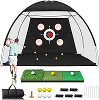 Anygulf 10x7FT Golf Practice Net with Tri-Turf Mat - All-in-One Hitting Aid for Indoor Outdoor Backyard Driving Chipping Swing Training, Ideal Golfer Gift