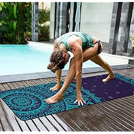 nuveti Yoga Mat Print Extra Thick TPE Non Slip Fitness Exercise Mat with Carrying Bag,72x24 Extra Thick 6MM Exercise & Workout Mat for Yoga, Pilates Fitness and Floor Exercises