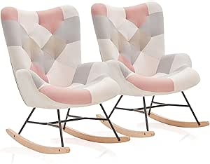 Amazon.com: BELLEZE Colorful Patchwork Rocking Chairs Set of 2, Widen ...