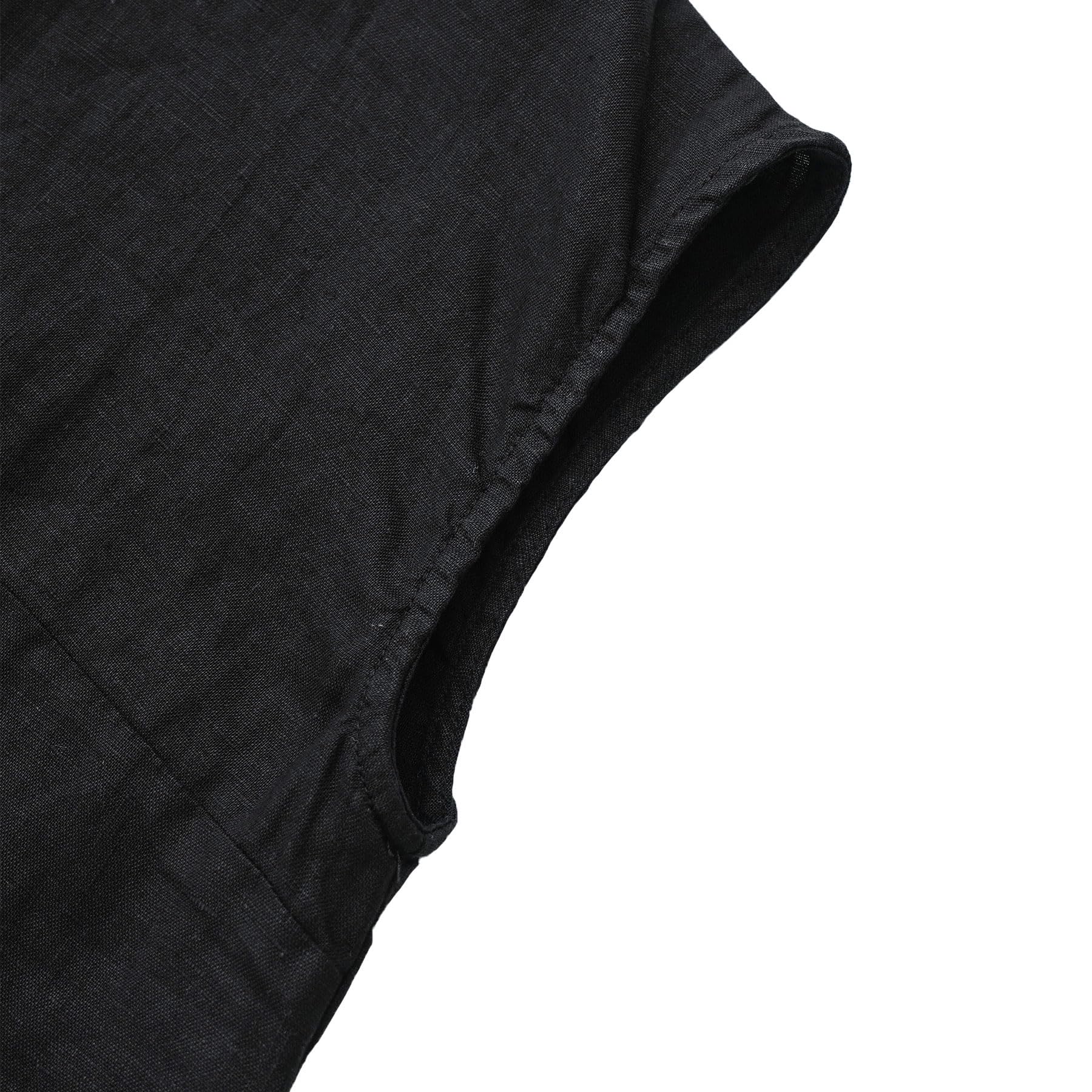 Amazhiyu Camicetta estiva da donna in 100% lino con scollo a V e maniche ad aletta