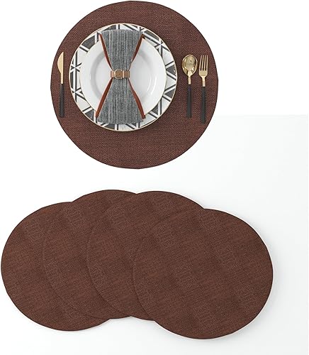 Miniatura 96 de Juego de 4 manteles individuales de lino suave hechos a mano resistentes al calor, manteles individuales para mesa de comedor, manteles individuales