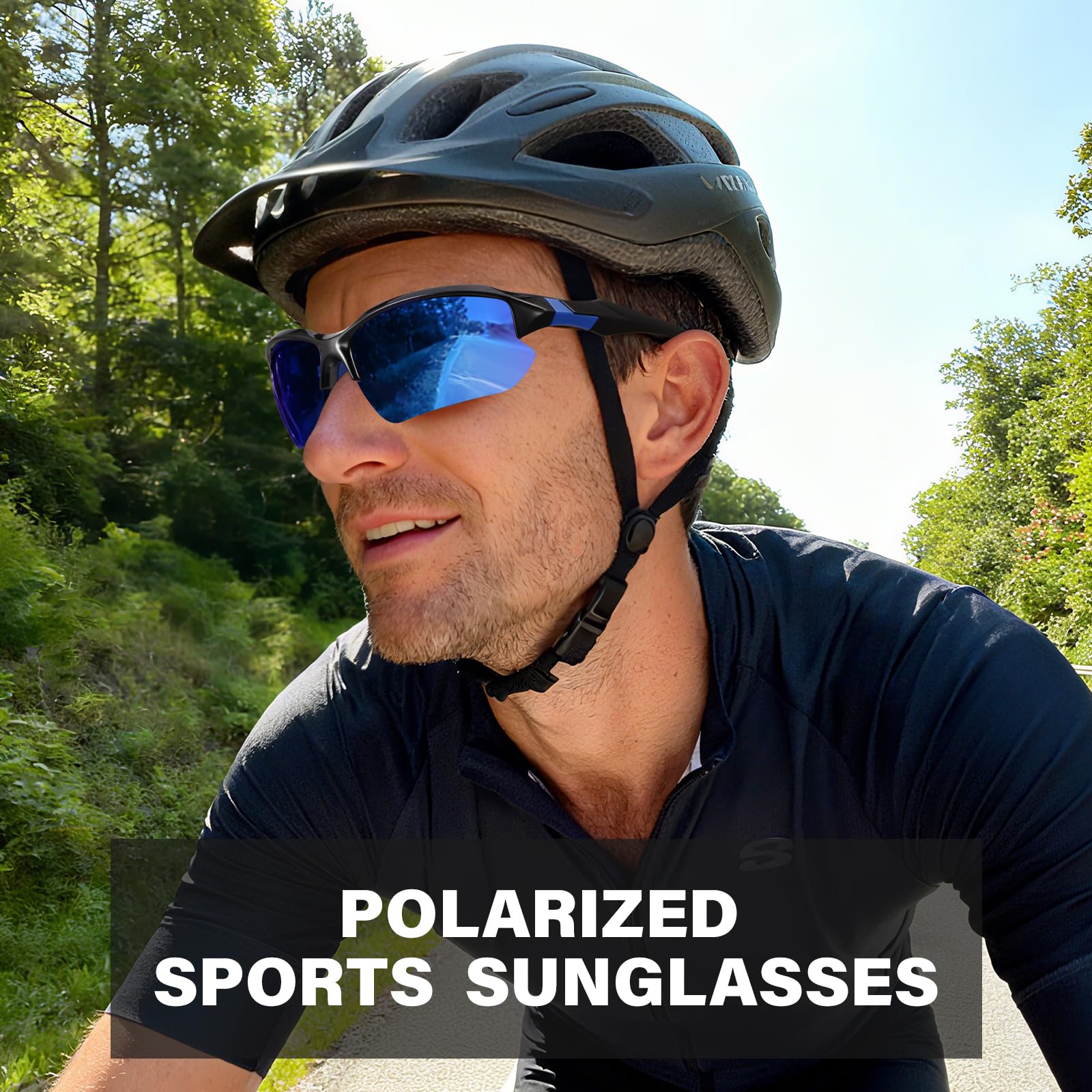 DioKiw Gafas de sol polarizadas deportivas para hombre, ciclismo, correr, pesca, protección UV, gafas de sol ligeras de medio marco